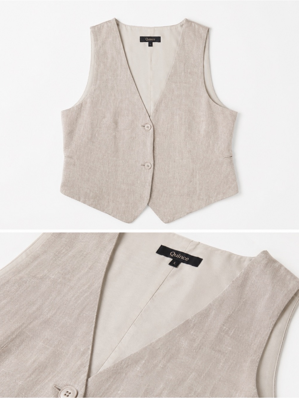 Quince Linen Vest in Beige